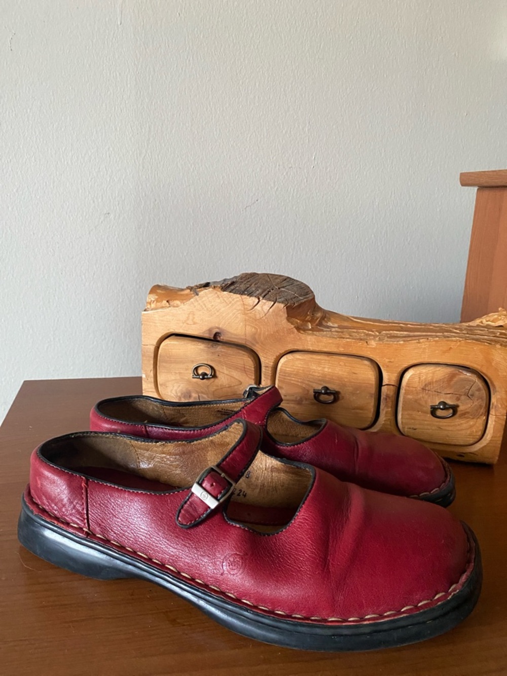 Born Red Leather Mary Jane Clogs - Picture 3 of 7